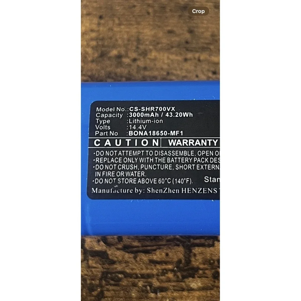 Replacement Battery Shark ION Robot Models 700 720 750 755 RV700 RV720 RV750/755